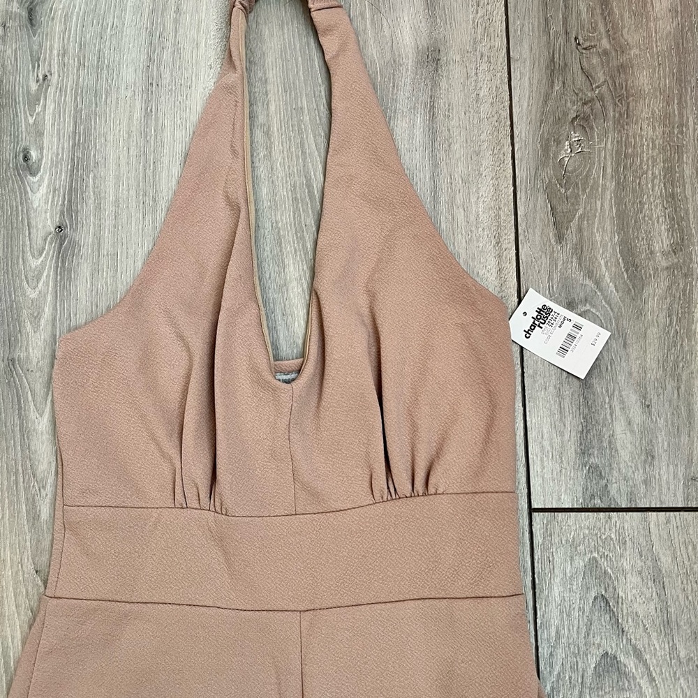 Nude brown halter pantsuit in size small